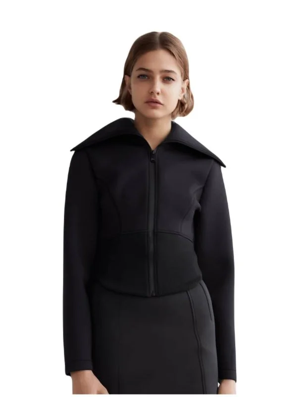 Jachetă Zara S | Negru, Fără glugă, Vâscoză