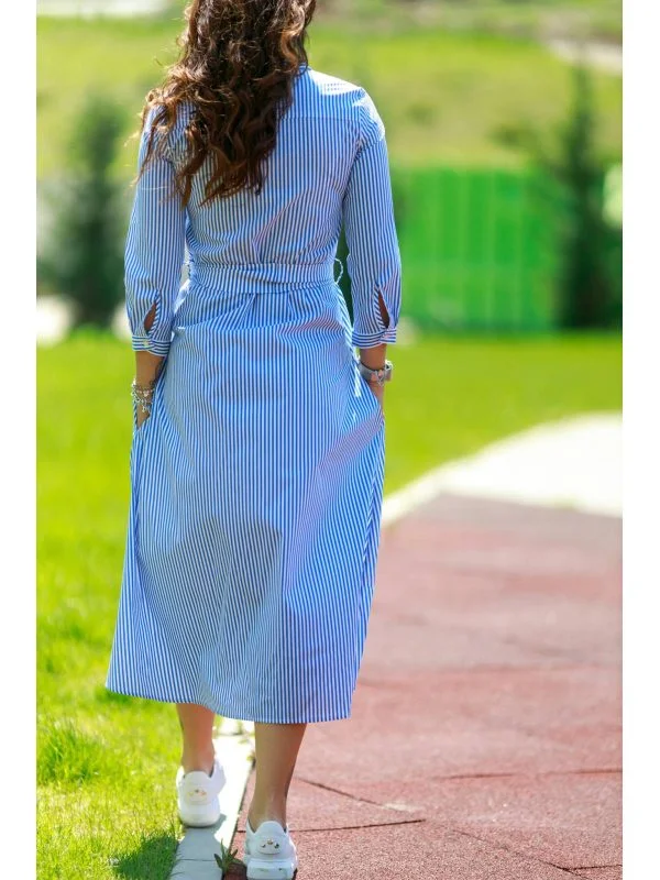 Rochie casual PINEBERRY EU 34 | Bleu, Maxi, Bumbac - Image 3