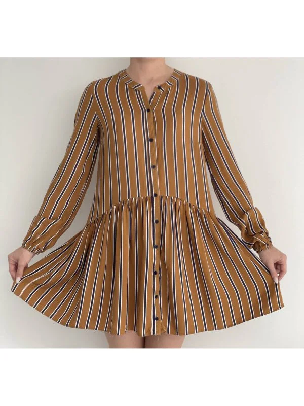 Rochie casual Bershka XS | Portocaliu, Midi, Bumbac - Image 4