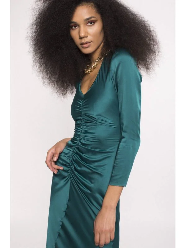 Rochie de seară Nissa EU 40 | Verde, Midi, Poliester - Image 3