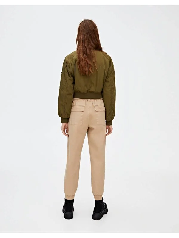 Geacă bomber Pull&Bear M | Khaki, Fără glugă, Poliester - Image 4