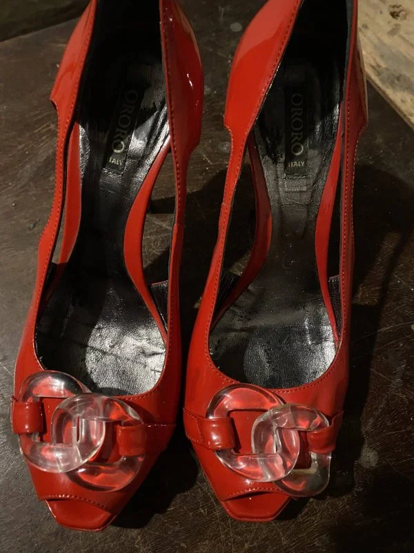 Pantofi cu toc înalt ORORO EU 37 | Roșu, Piele naturală - Image 2