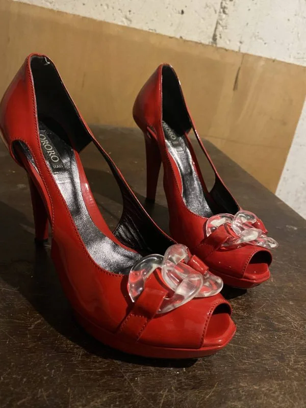 Pantofi cu toc înalt ORORO EU 37 | Roșu, Piele naturală - Image 6