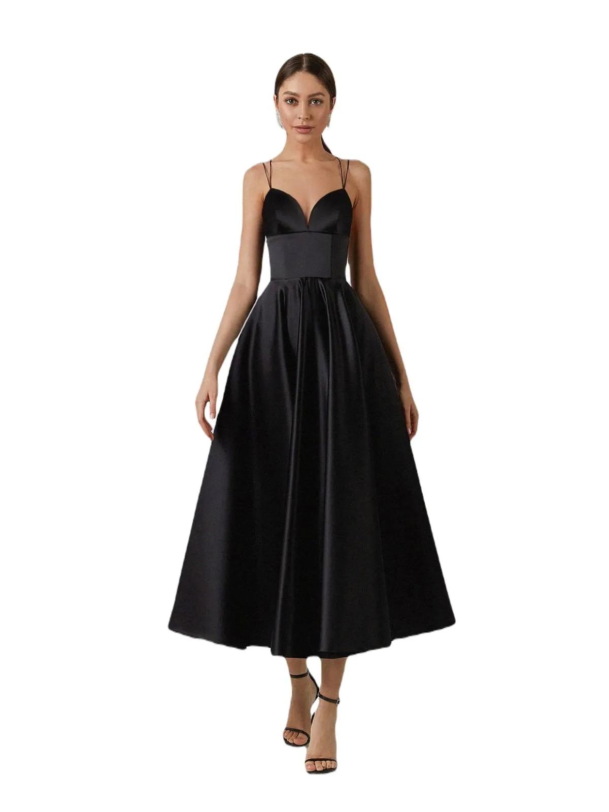 Rochie de seară Midi ALYNA EU 36 | Negru, Poliester