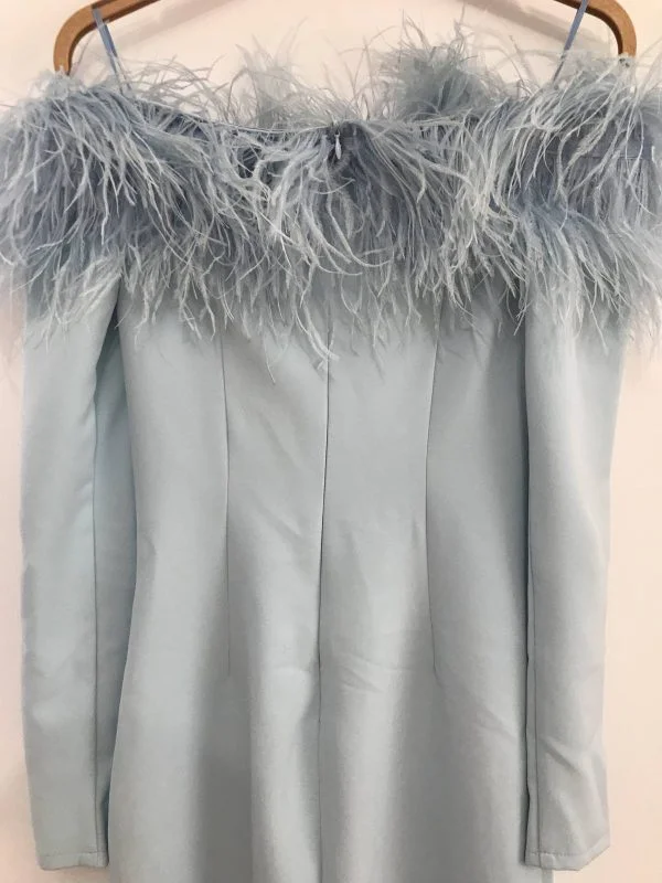 Rochie de seară ALYNA S-M | Bleu, Midi, Bumbac - Image 3