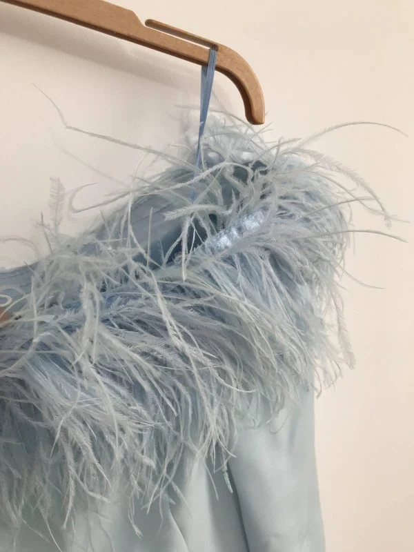 Rochie de seară ALYNA S-M | Bleu, Midi, Bumbac - Image 5