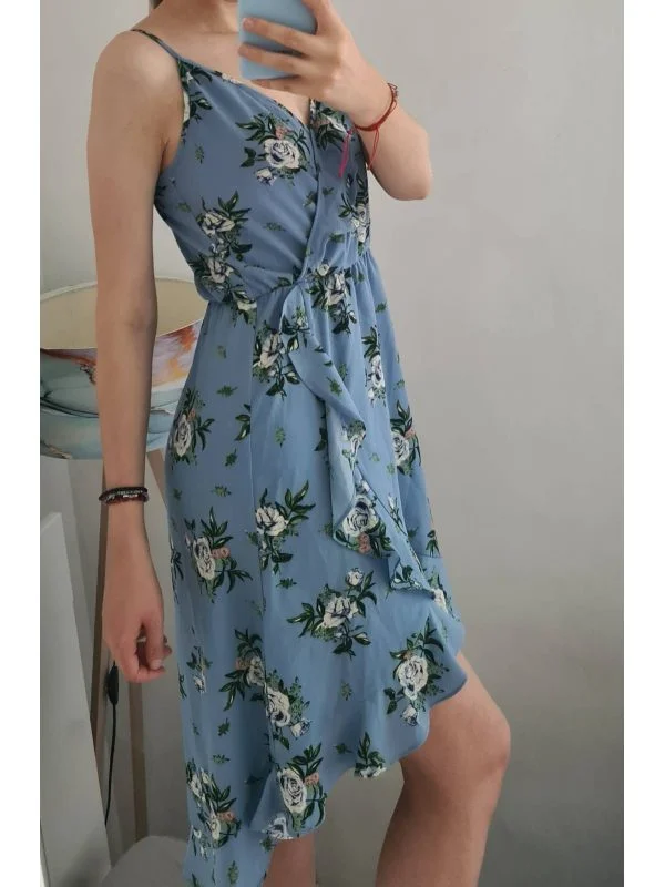 Rochie casual H&M EU 34 | Bleu, Midi, Poliester - Image 3