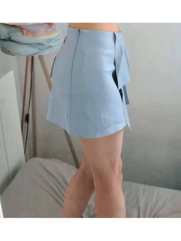 Fustă Zara XS | Bleu, Mini, Piele ecologică - Image 4