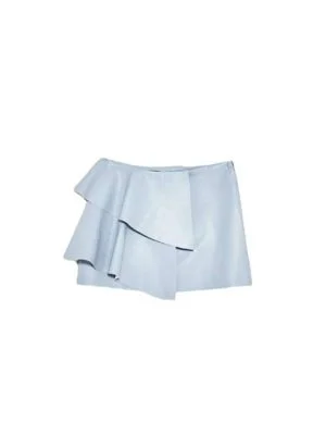 Fustă Zara XS | Bleu, Mini, Piele ecologică
