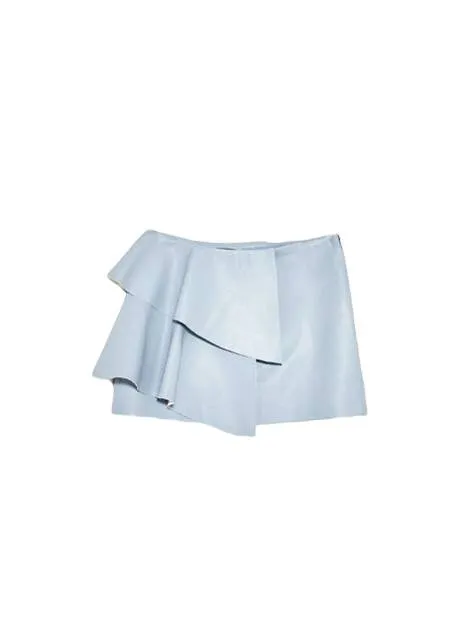 Fustă Zara XS | Bleu, Mini, Piele ecologică