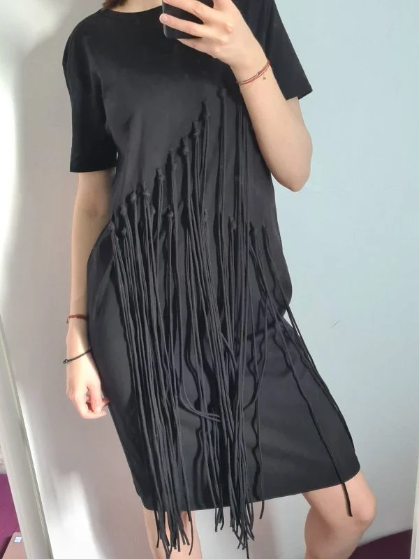Rochie casual Zara S | Negru, Midi, Bumbac - Image 4