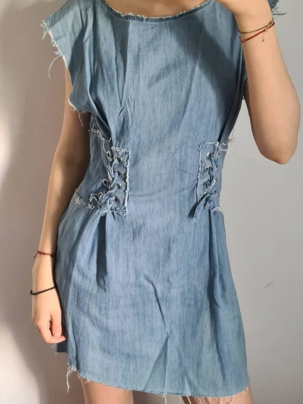 Rochie casual Zara S | Bleu, Mini, Bumbac - Image 2
