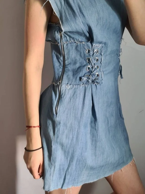 Rochie casual Zara S | Bleu, Mini, Bumbac - Image 3