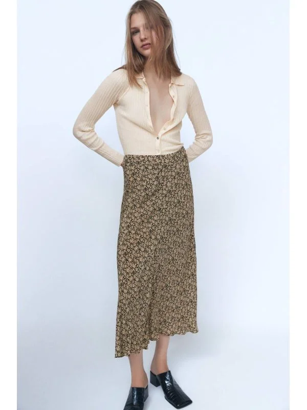 Fustă Zara L | Bej, Midi - Image 4