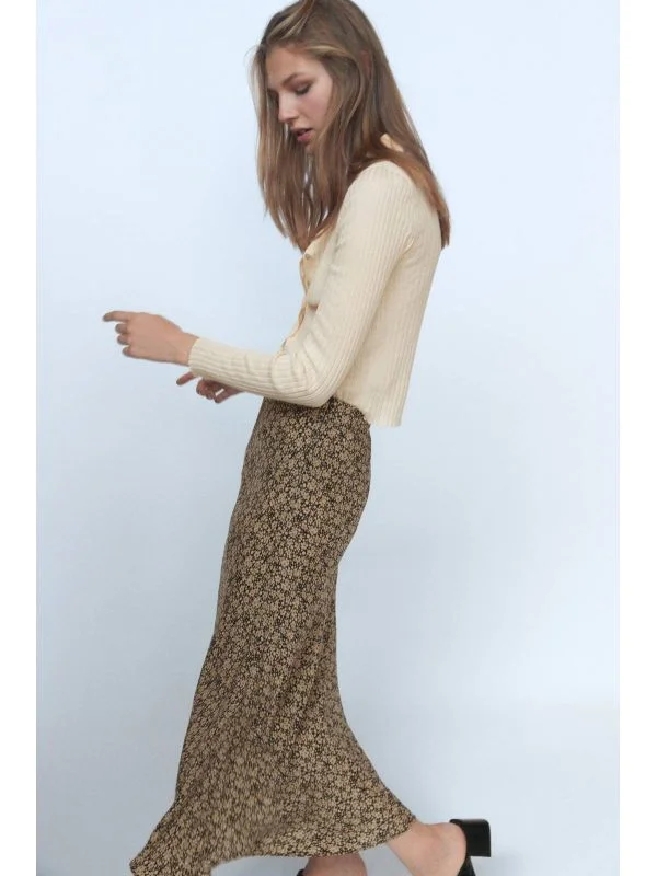 Fustă Zara L | Bej, Midi - Image 5
