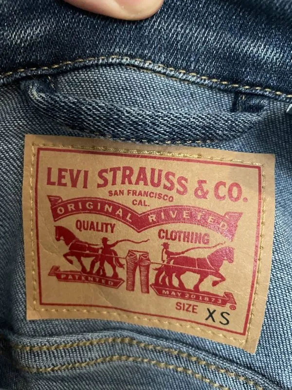 Geacă din denim Levi's XS | Albastru, Fără glugă, Monocrom, Denim - Image 4