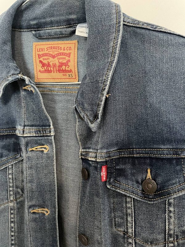 Geacă din denim Levi's XS | Albastru, Fără glugă, Monocrom, Denim - Image 7