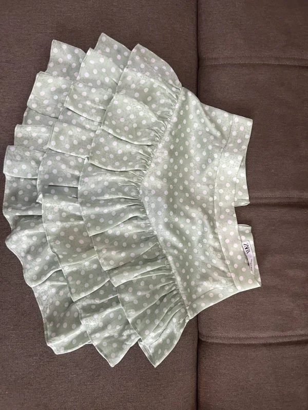 Fustă Zara M | Verde mentă, Mini, Poliester - Image 3