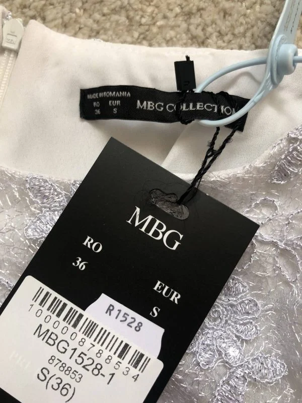 Rochie de seară MBG COLLECTION S | Alb, Mini - Image 9