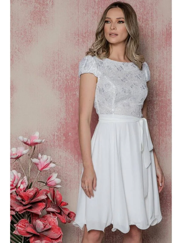 Rochie de seară MBG COLLECTION S | Alb, Mini - Image 4