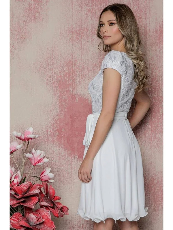 Rochie de seară MBG COLLECTION S | Alb, Mini - Image 3