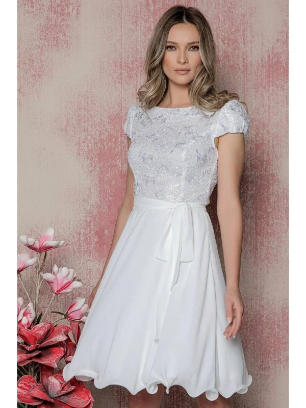 Rochie de seară MBG COLLECTION S | Alb, Mini - Image 2