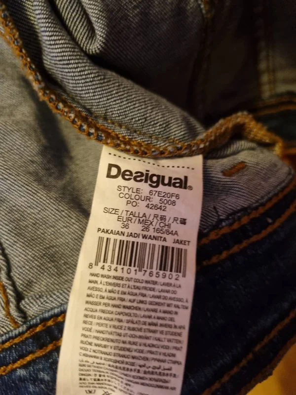 Geacă din denim Desigual EU 36 | Bleu, Fără glugă, Abstract & Color Block, Denim - Image 6