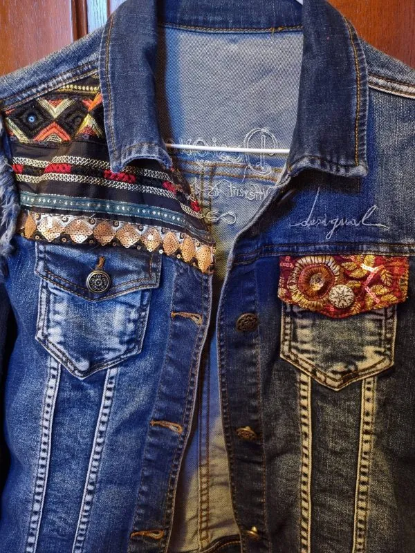 Geacă din denim Desigual EU 36 | Bleu, Fără glugă, Abstract & Color Block, Denim - Image 7
