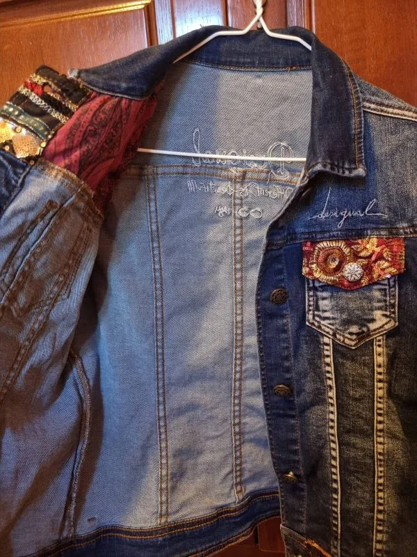 Geacă din denim Desigual EU 36 | Bleu, Fără glugă, Abstract & Color Block, Denim - Image 8