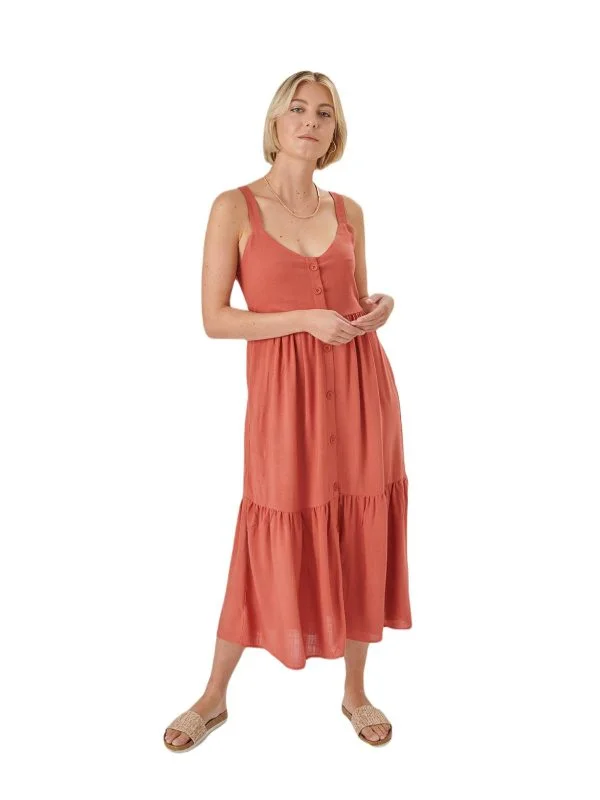 Rochie casual 24COLOURS S | Cărămiziu, Midi, Vâscoză
