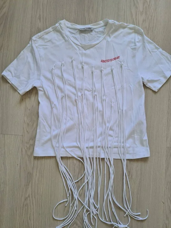 Top Zara S | Alb, Normal, Bumbac - Image 6