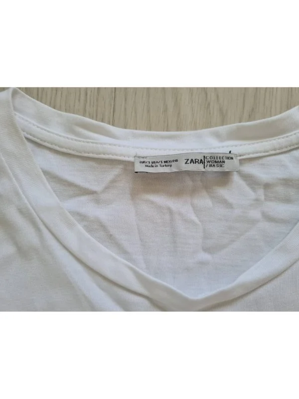 Top Zara S | Alb, Normal, Bumbac - Image 7