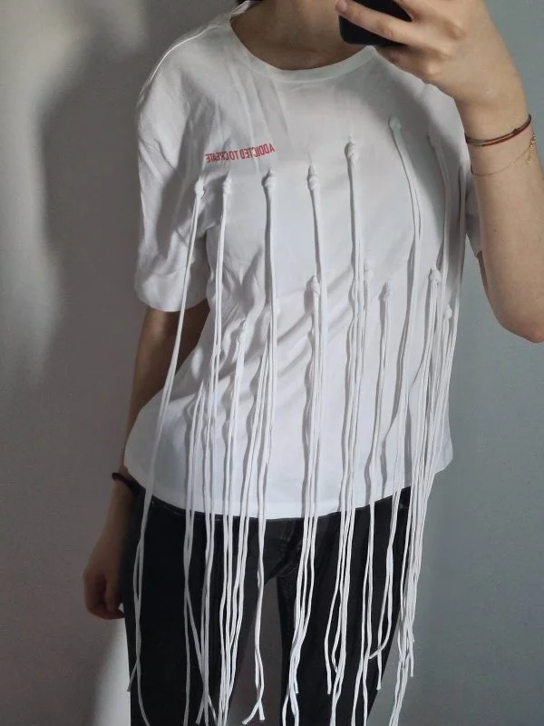 Top Zara S | Alb, Normal, Bumbac - Image 8