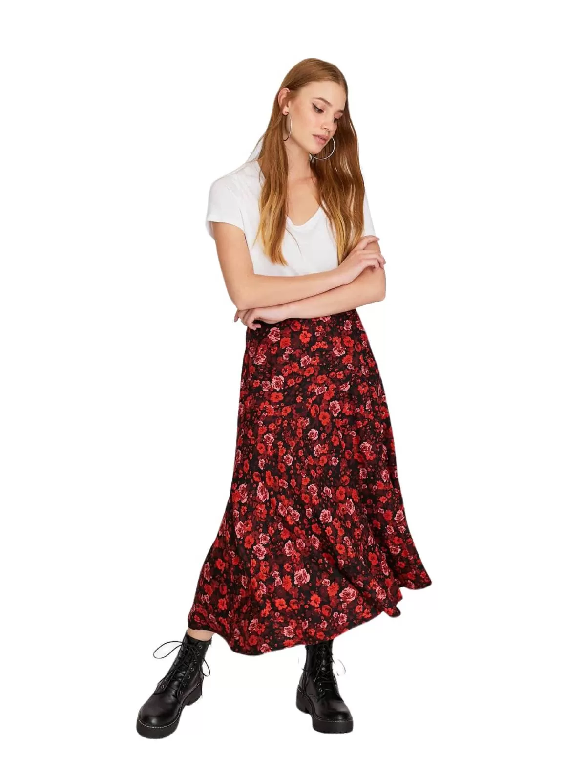 Fustă Stradivarius S | Multicolor, Midi, Vâscoză