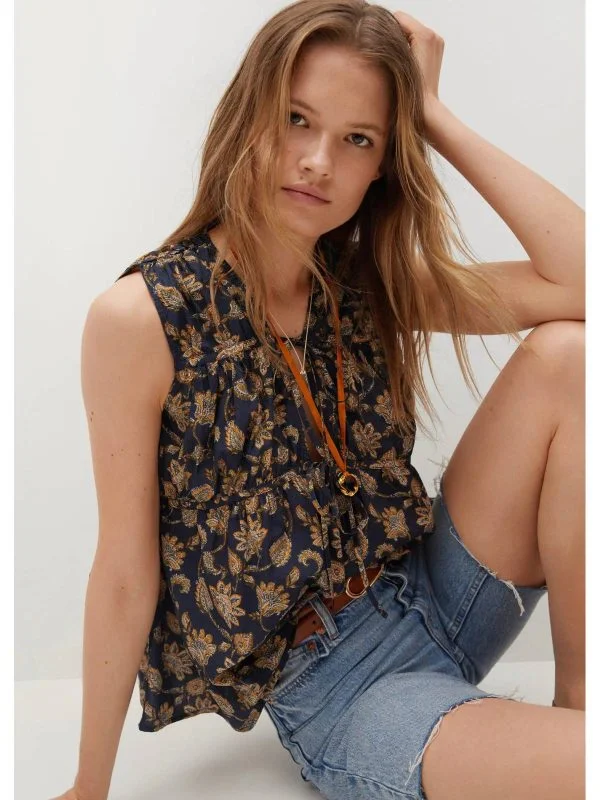 Top Mango XS | Albastru, Normal, Bumbac - Image 4