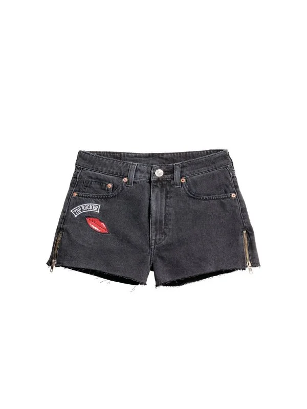 Blugi H&M EU 34 | Negru, Scurți, Bumbac