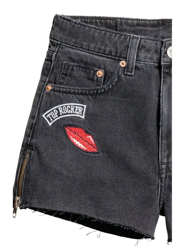 Blugi H&M EU 34 | Negru, Scurți, Bumbac - Image 4