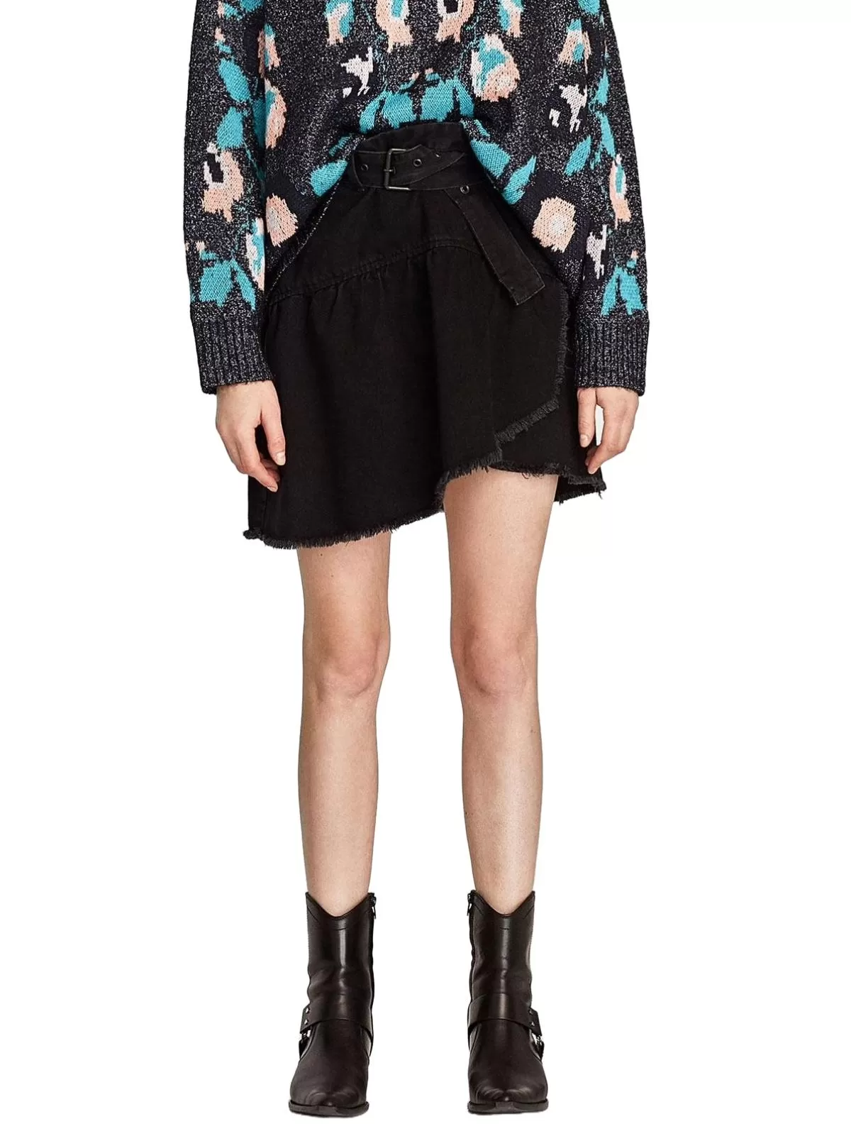 Fustă Zara XS | Negru, Mini, Bumbac