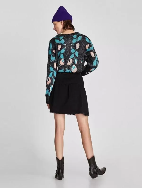 Fustă Zara XS | Negru, Mini, Bumbac - Image 3
