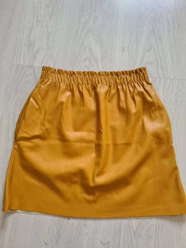 Fustă Zara S | Galben, Mini, Poliuretan - Image 6