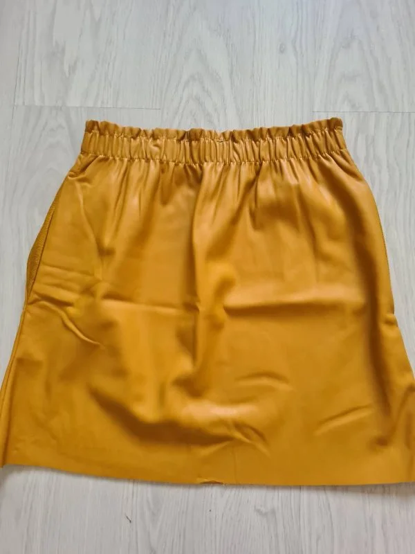 Fustă Zara S | Galben, Mini, Poliuretan - Image 5