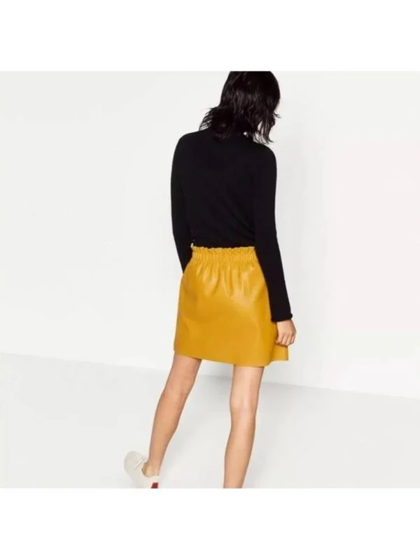 Fustă Zara S | Galben, Mini, Poliuretan - Image 3