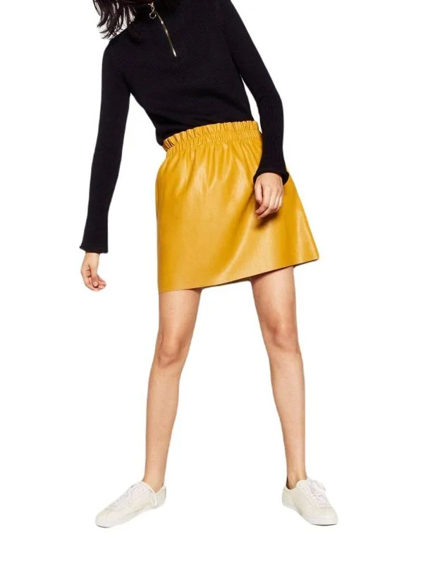 Fustă Zara S | Galben, Mini, Poliuretan