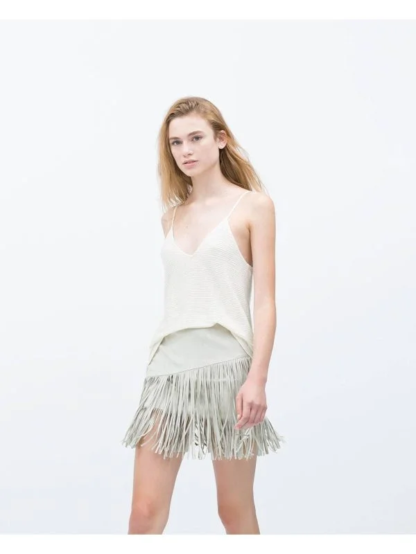 Fustă Zara S | Gri, Mini, Poliester - Image 2