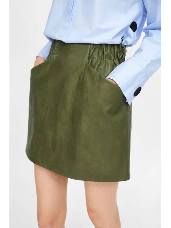 Fustă Zara XS | Khaki, Mini, Vâscoză - Image 3