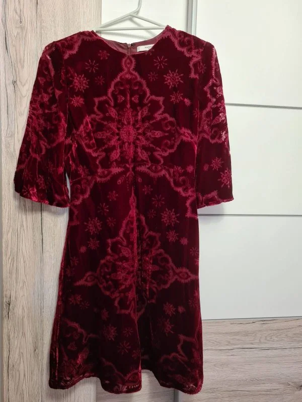 Rochie de seară Mango XS | Burgundy, Mini, Vâscoză - Image 9