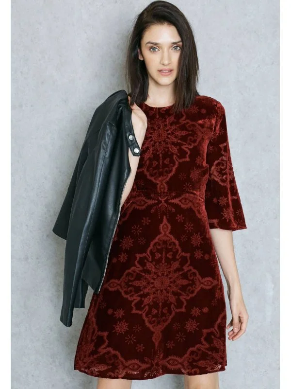 Rochie de seară Mango XS | Burgundy, Mini, Vâscoză - Image 2