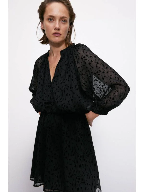 Rochie casual Zara M | Negru, Mini, Poliester - Image 2