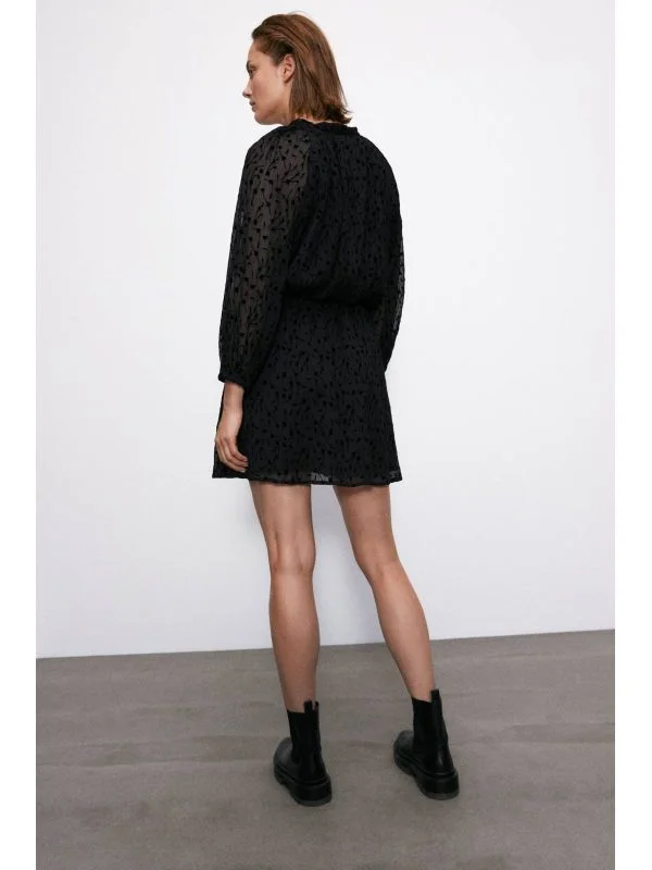 Rochie casual Zara M | Negru, Mini, Poliester - Image 3
