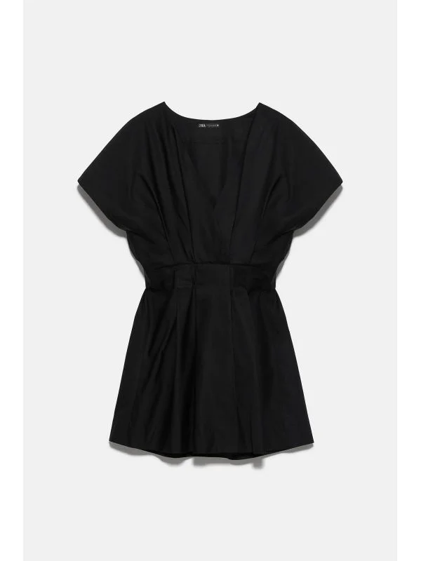 Rochie casual Zara L | Negru, Mini, Bumbac - Image 2